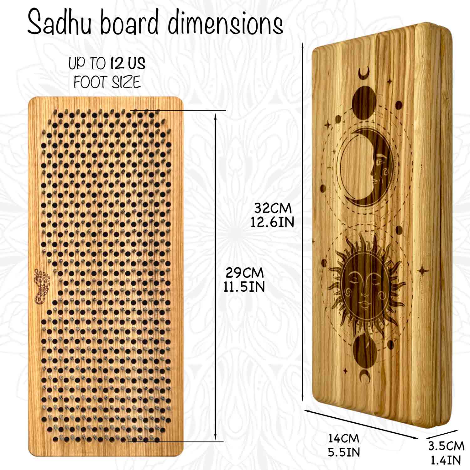 nail board dimensions. 32 * 14 cm, fits up to 12 us size