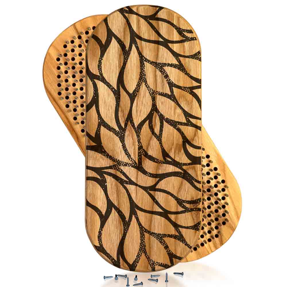 sadhu board with nails for yoga with leaves pattern design