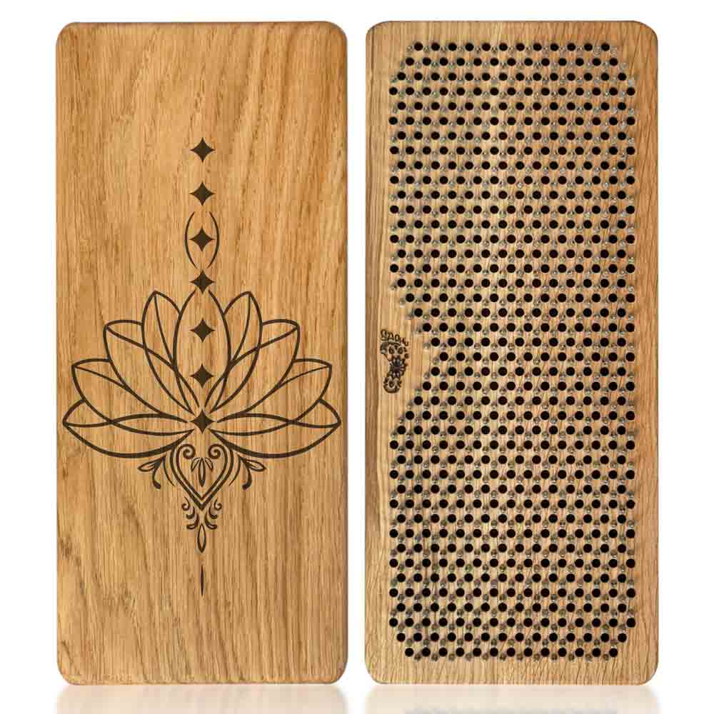 sadhu board with lotos engraving made from solid oak and with nails step 0.31 inches for beginners