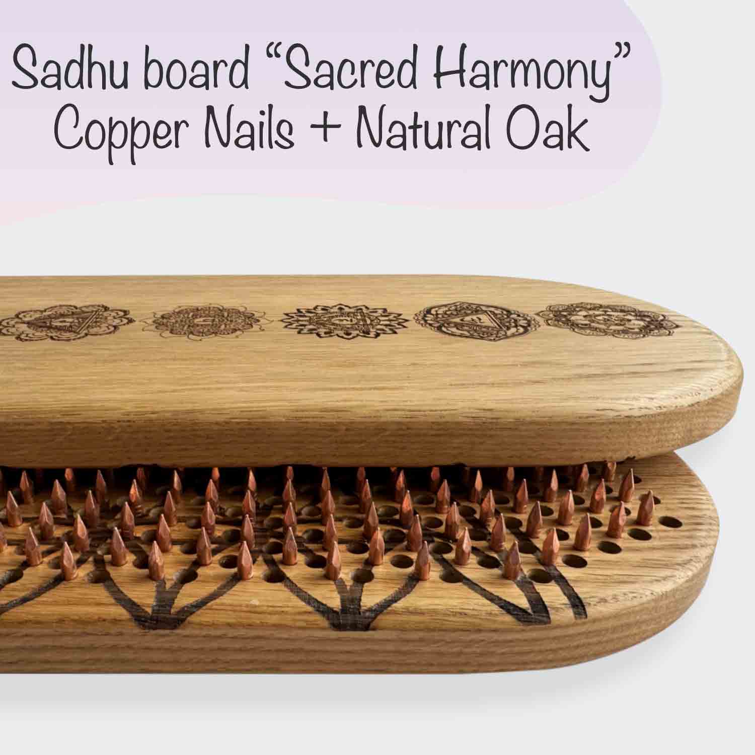 sadhu board "sacred harmony" made from solid oak wood and copper nails.