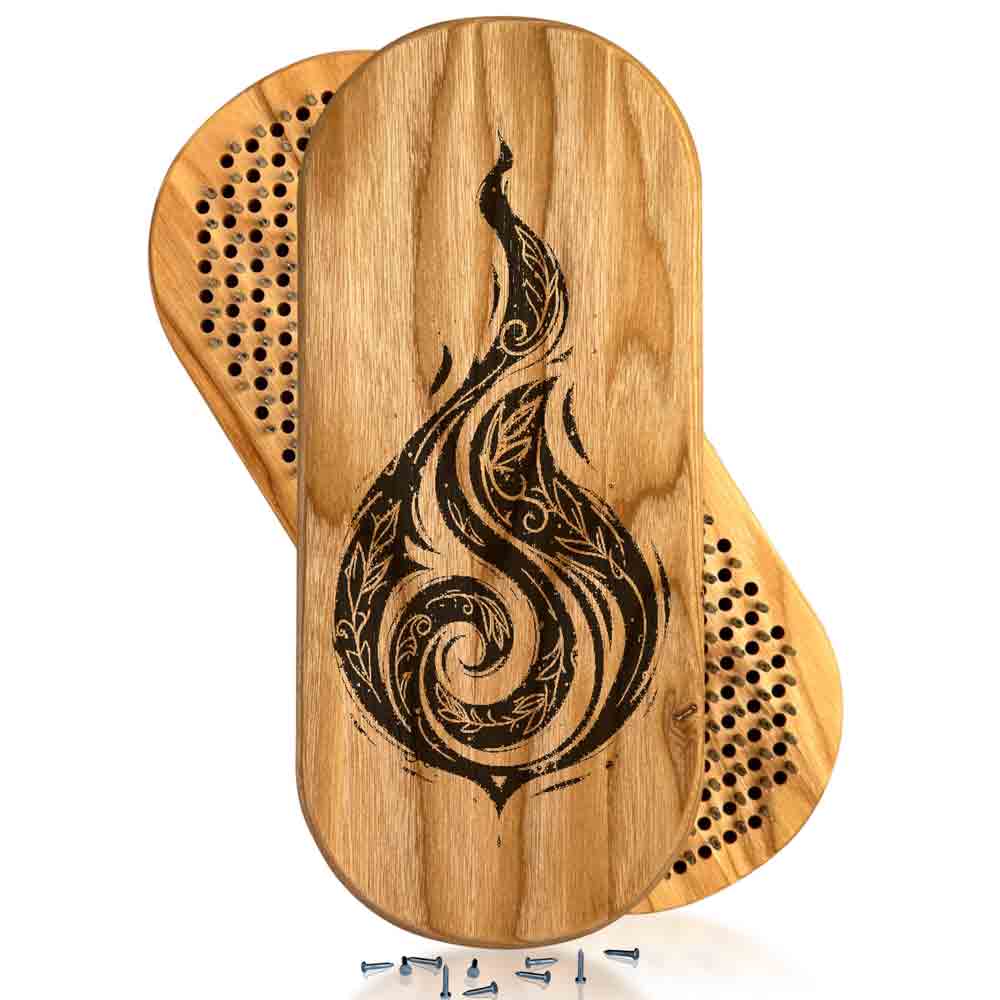 sadhu board with fire design on white background