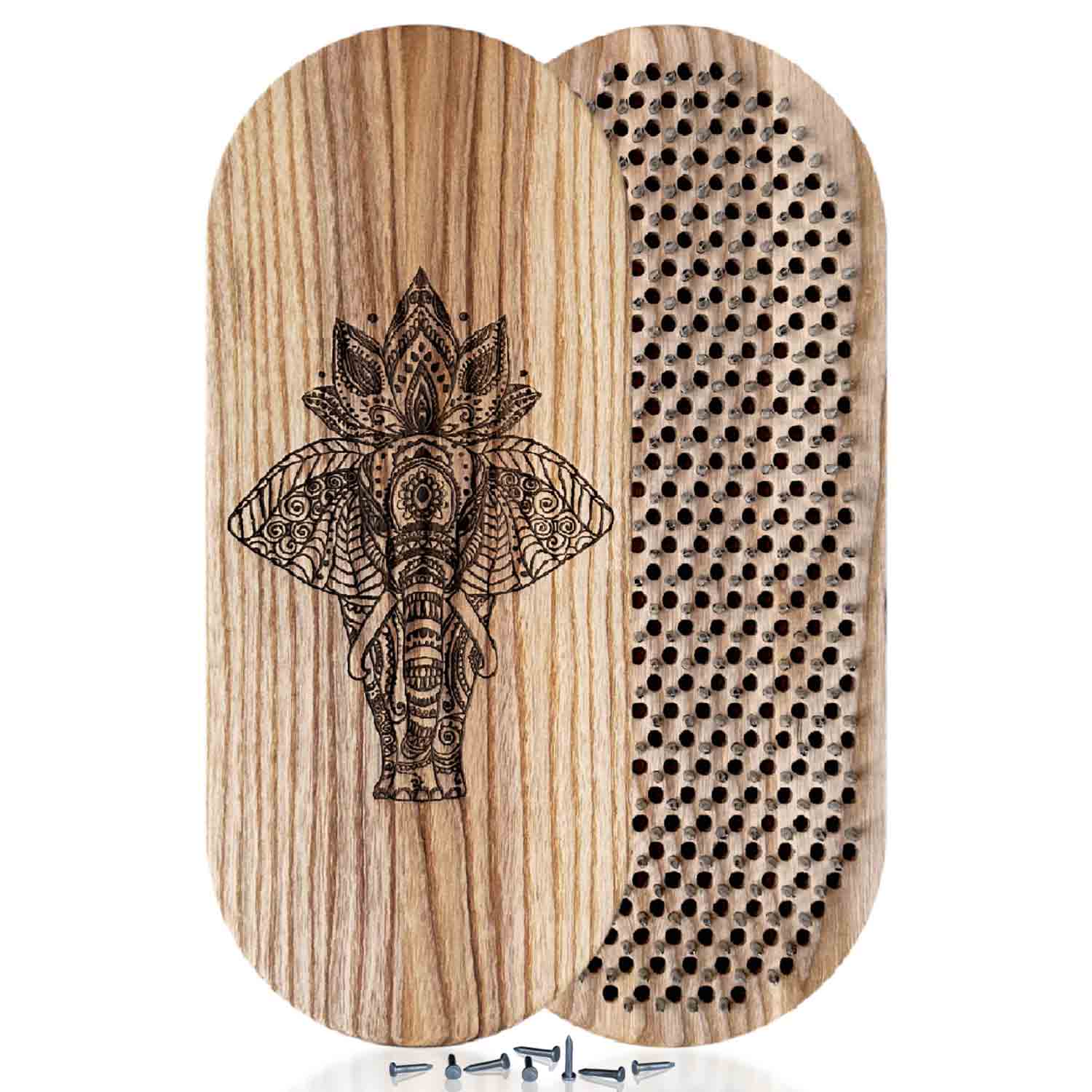 sadhu boards with nails and elephant engraving