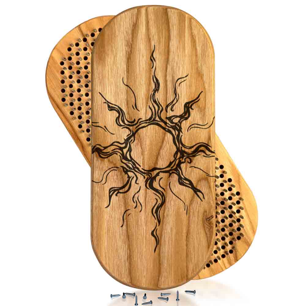 Ash wood sadhu board with nails with sun engraving