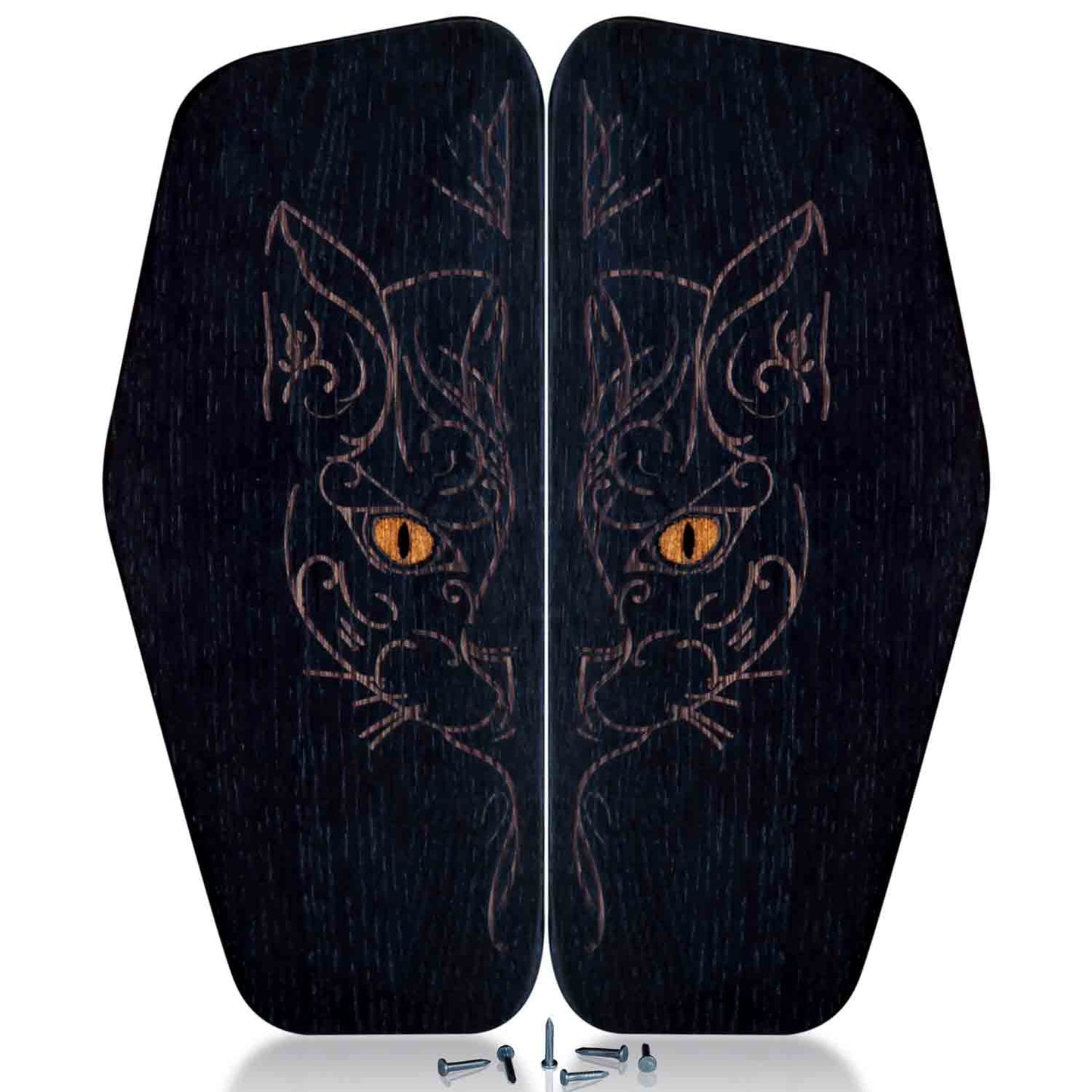 sadhu board nails with cat face engraving with epoxy eyes in black color