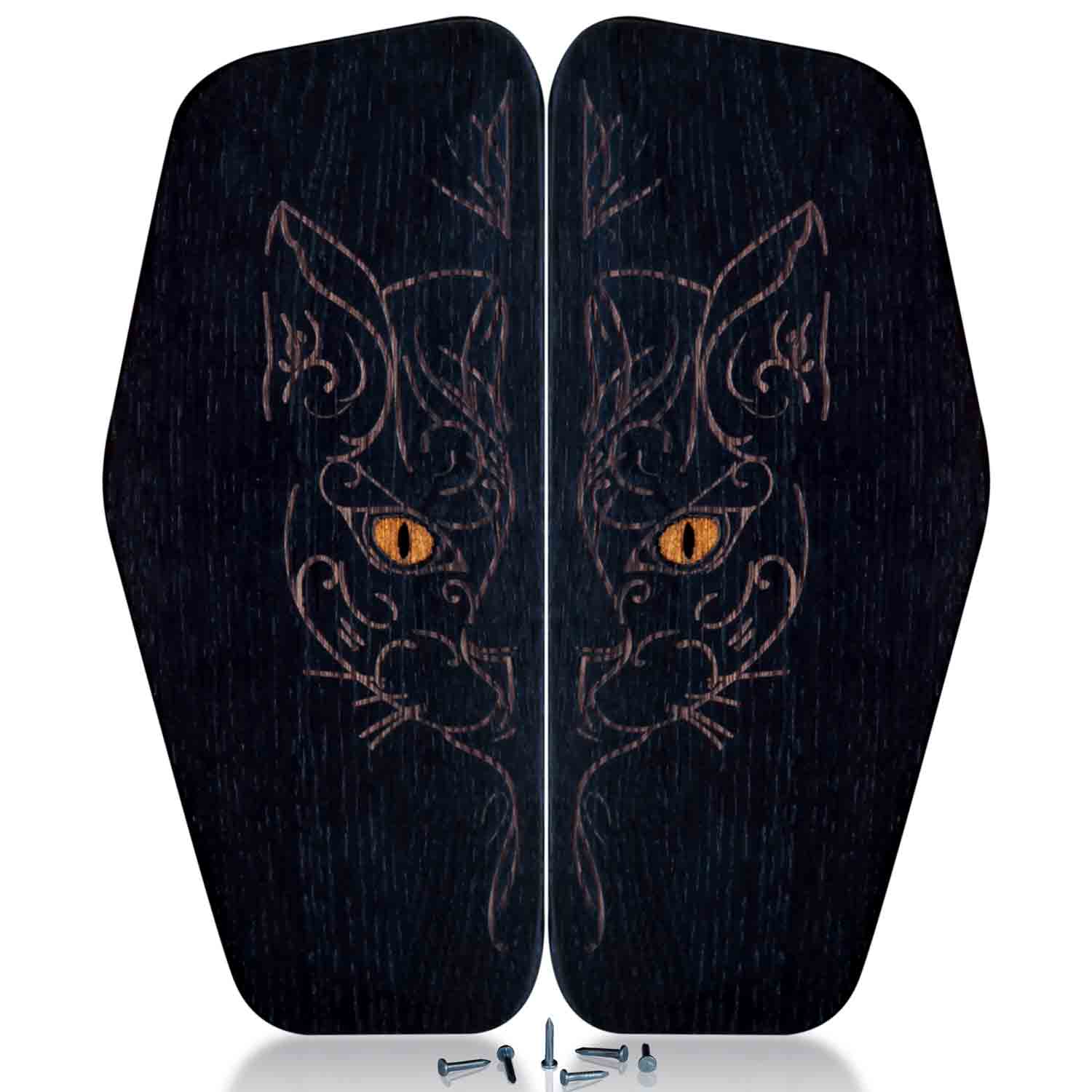 sadhu board nails with cat face engraving with epoxy eyes in black color