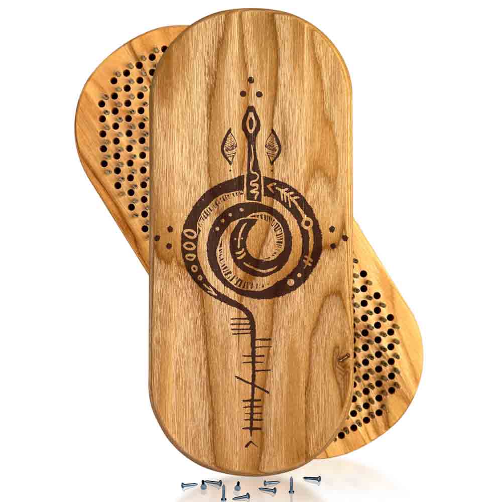 sadhu board with nails step 10 mm with ancient snake engraving