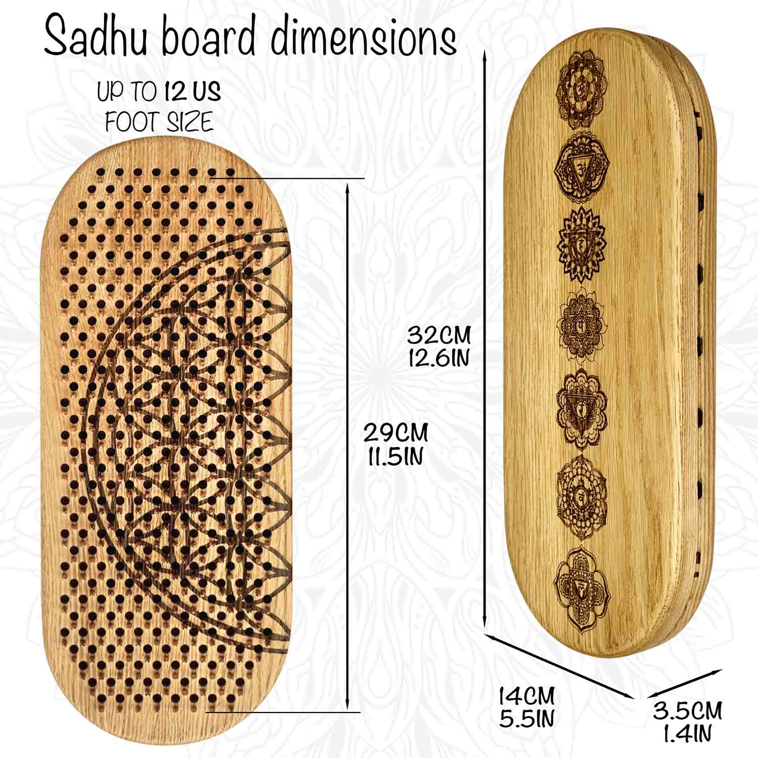 leght of sadhu board with copper nails sutable for 12 us foot size.