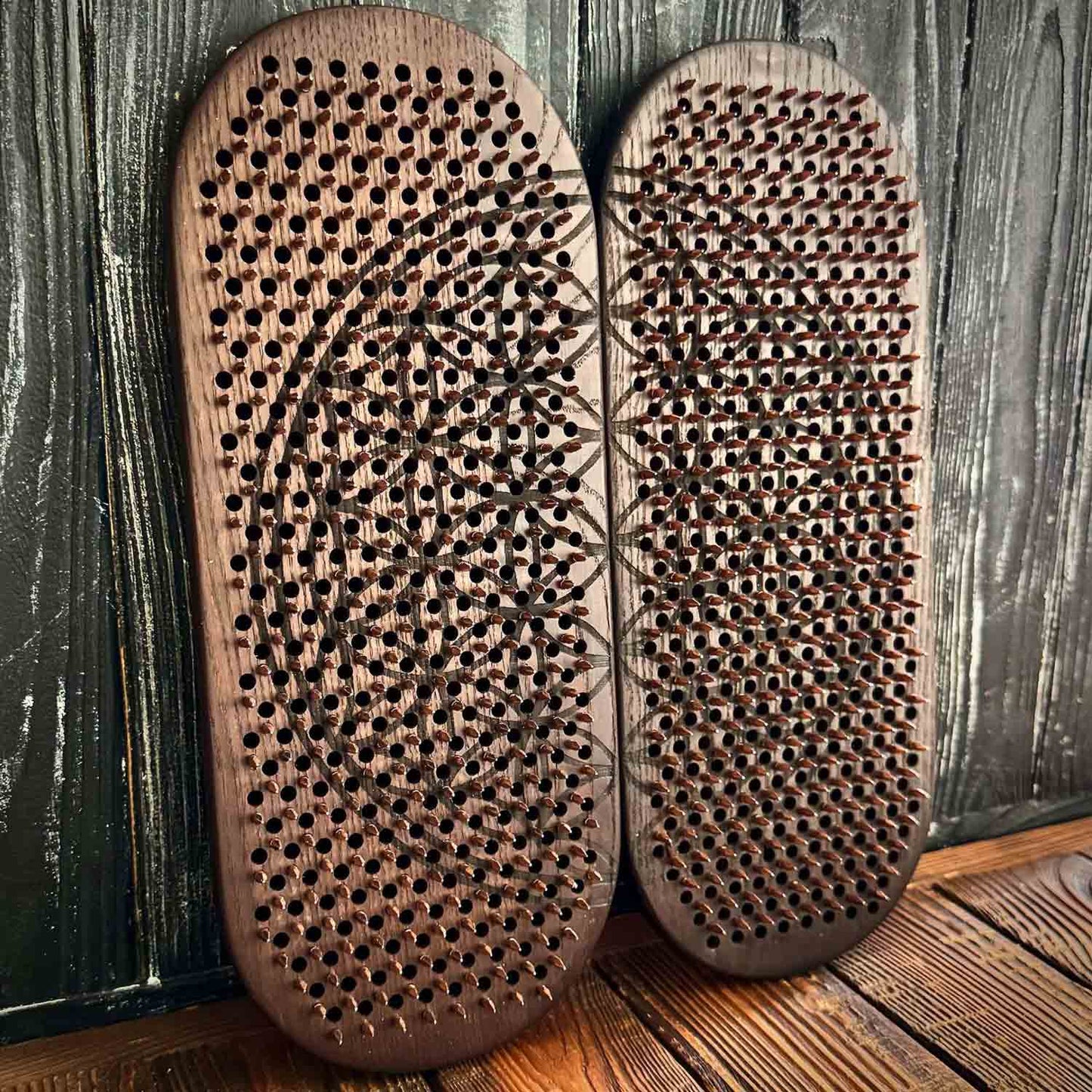 copper nails sadhu board with flower of life engraving