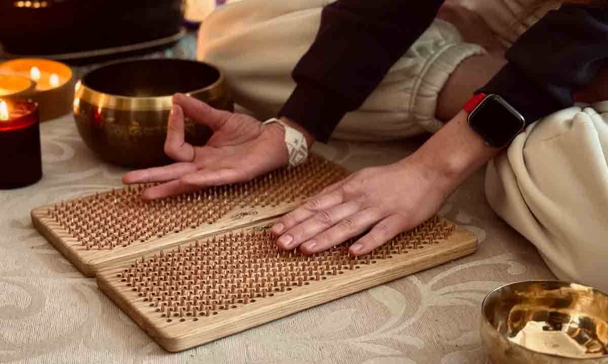yogis hands on sadhu copper nails boards