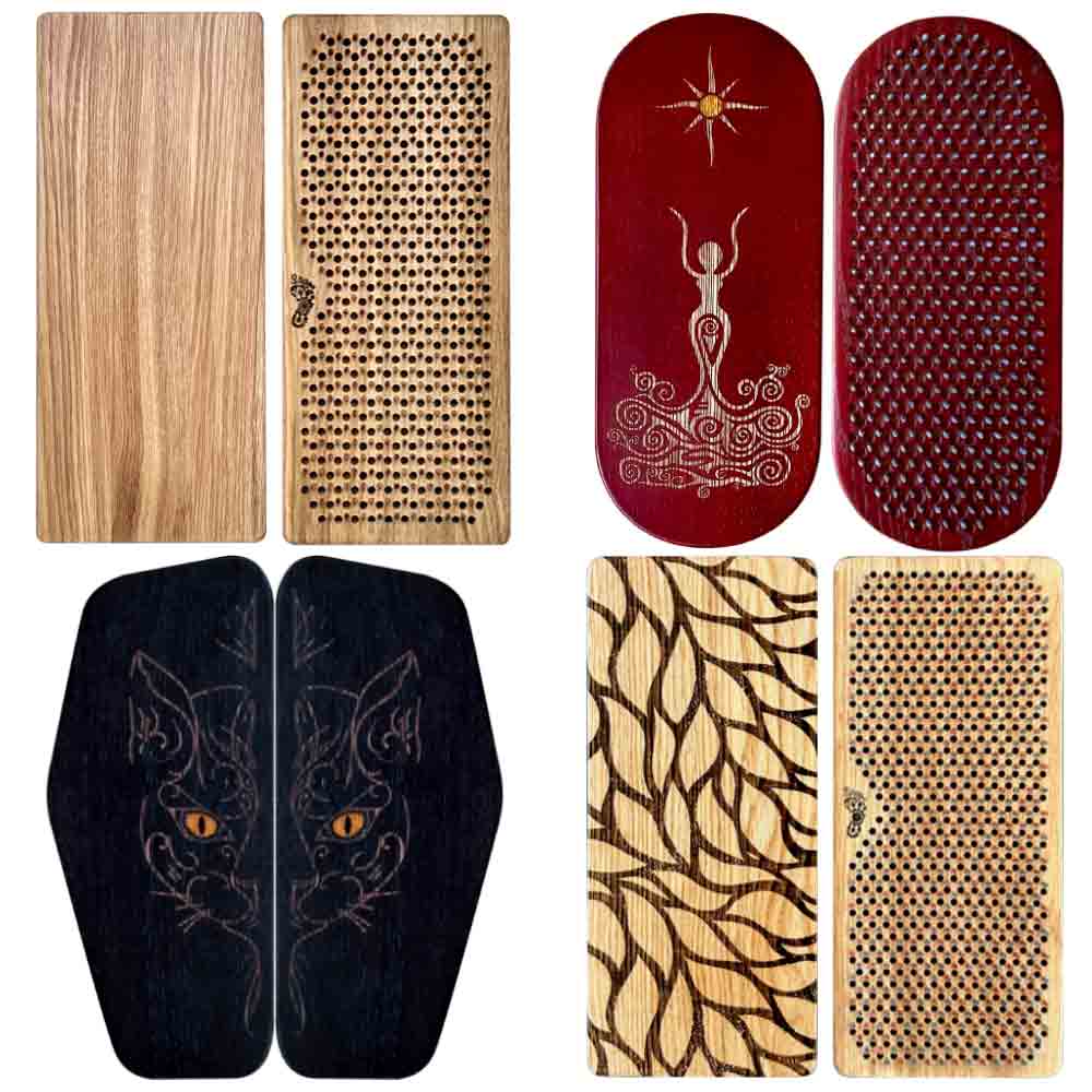 Sadhu board oak, ash and walnut wood – nail board for meditation
