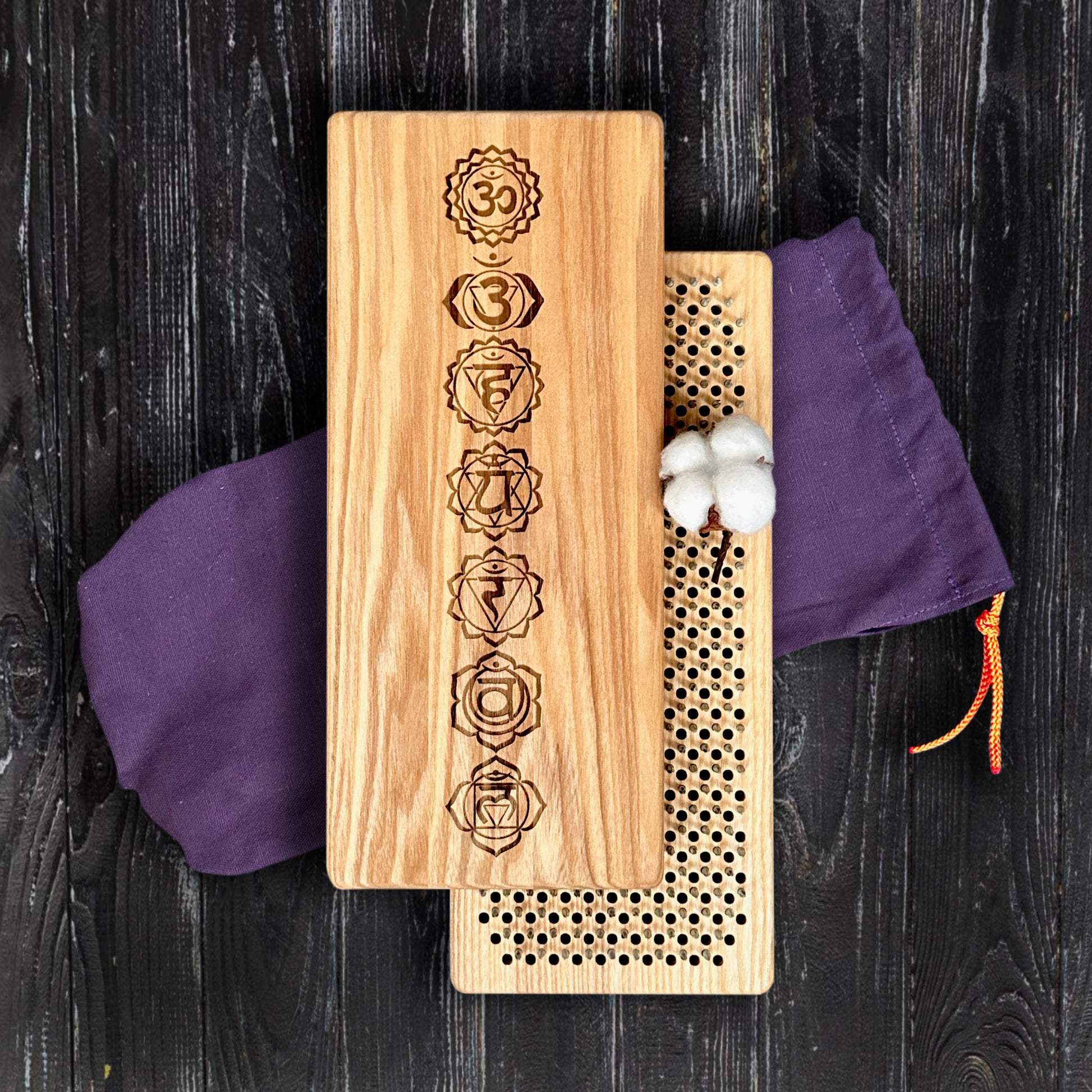 Wooden sadhu board with nails and pouch