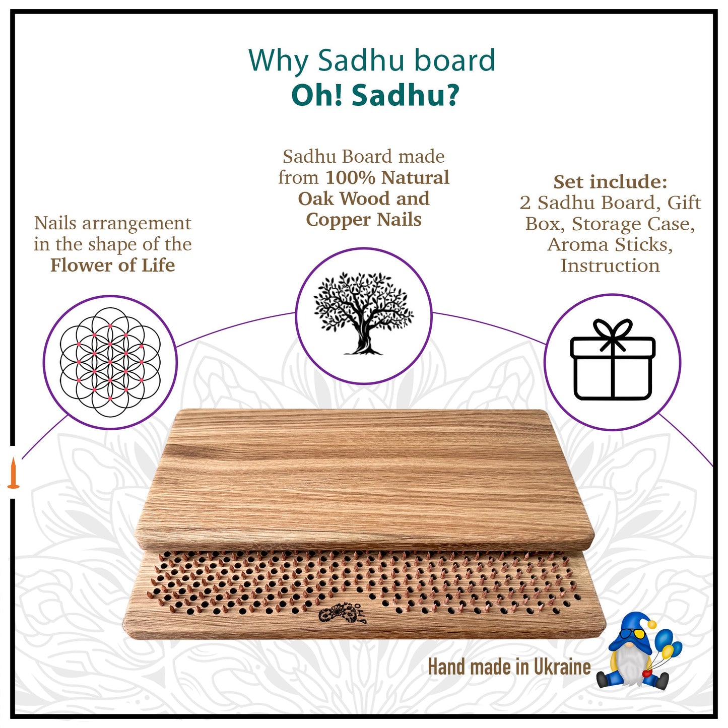 Features of Oh! Sadhu board with copper nails