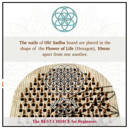 Copper nails arrangement in the shape of Flower of life, step 10 mm, 0,39 inches