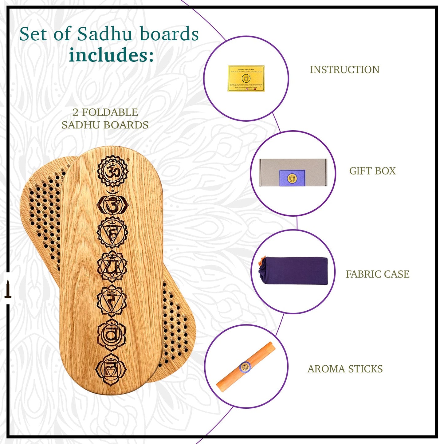 Set of Oh! Sadhu boards includes 2 sadhu board, case, box, aroma sticks, instruction