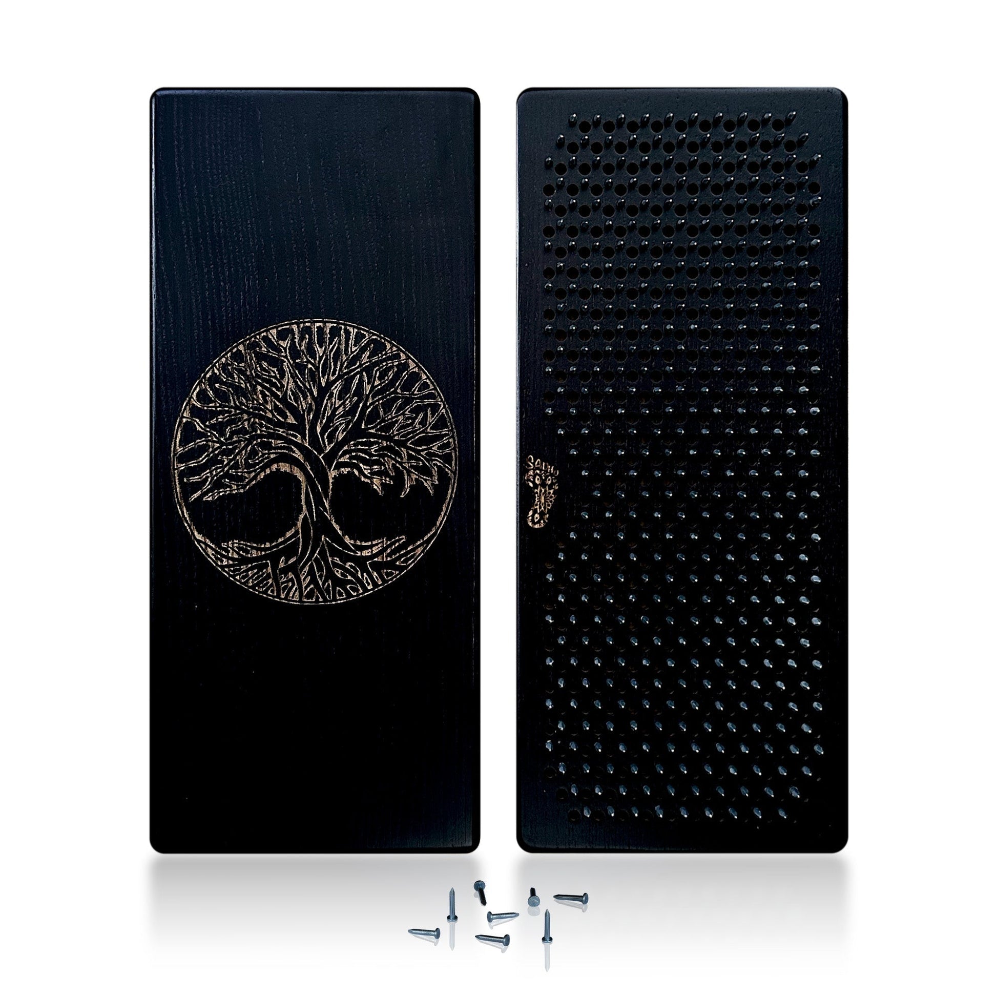 Black wood sadhu board nails with tree of life engraving