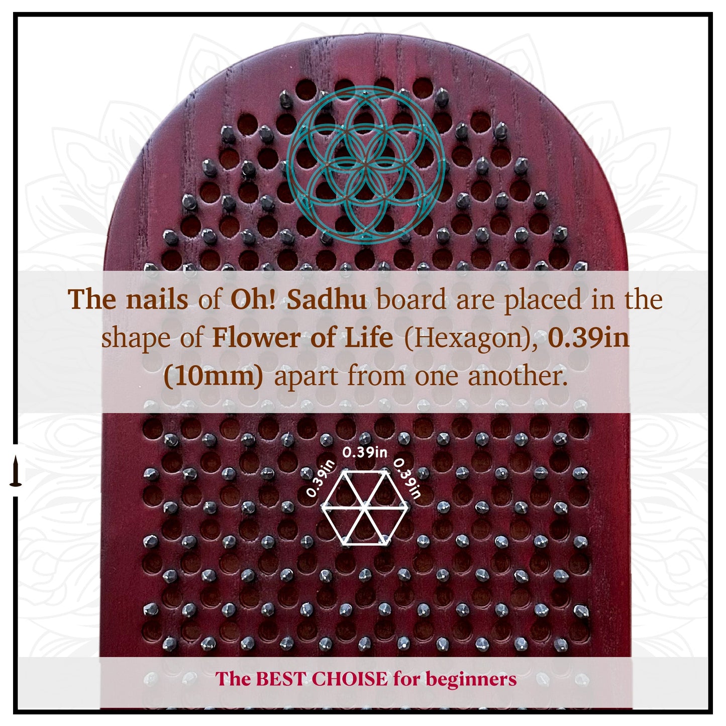 Nails on Sadhu board arranged in shape flower of life
