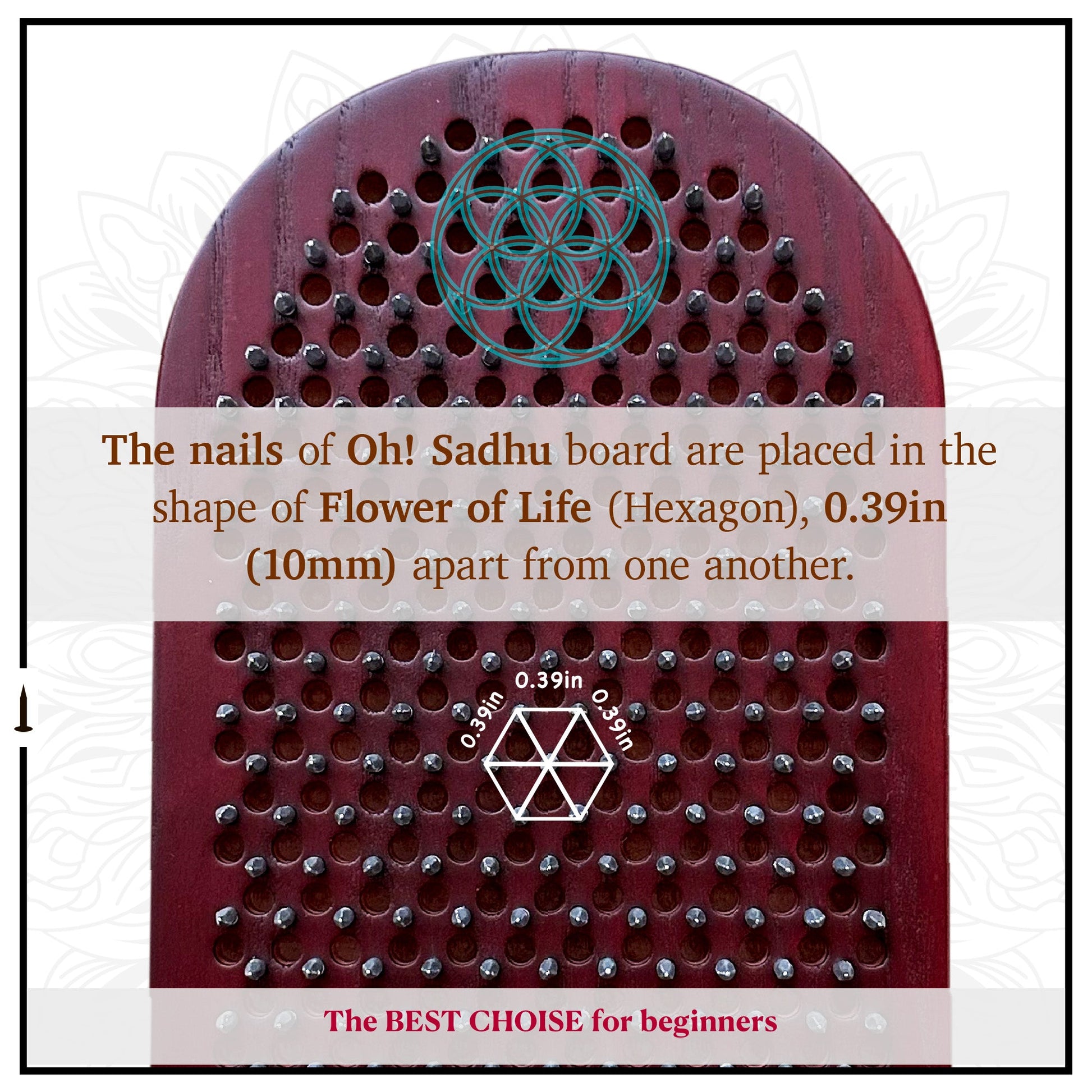 Nails on Sadhu board arranged in shape flower of life