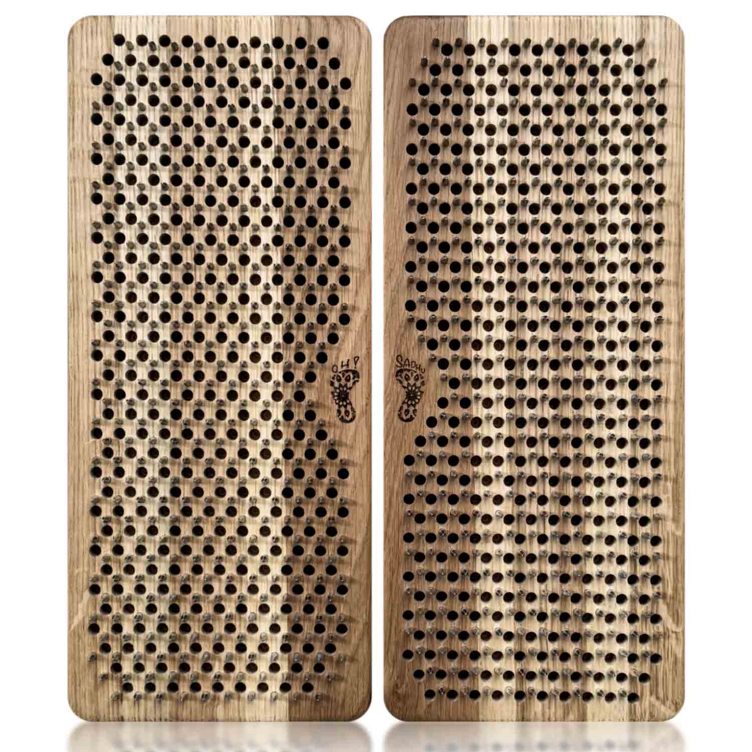 Two Sadhu boards from oak with nails for feet, step 10 mm in pattern Flower of Life.