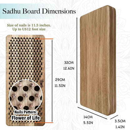 Sadhu board 10 mm dimensions. Nails pattern is Flower of Life. Up to 12 us foot size. 
