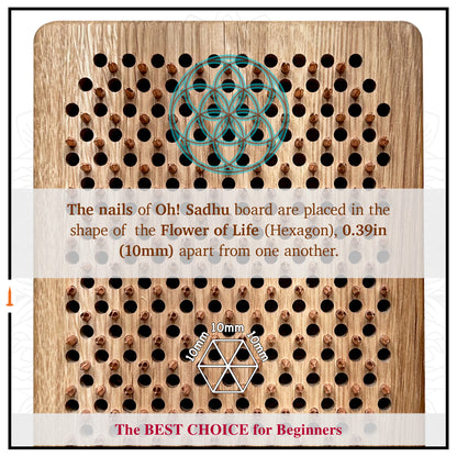 Copper nails on Sadhu board Oh! Sadhu arranged in shape Flower of Life with distance 10mm (0.39 inches)