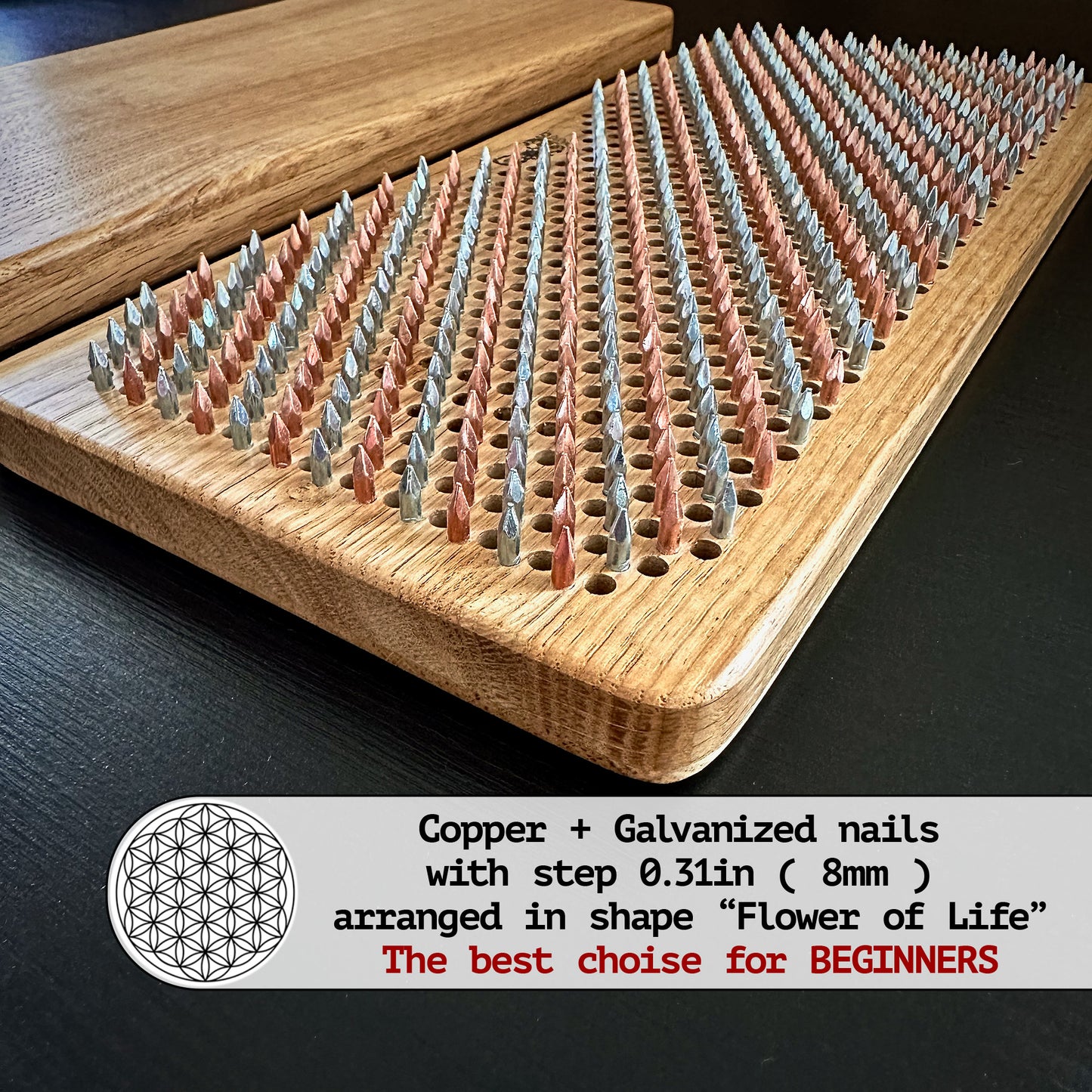 Sadhu board with copper and galvanized nails, step 8mm, Mix Copper