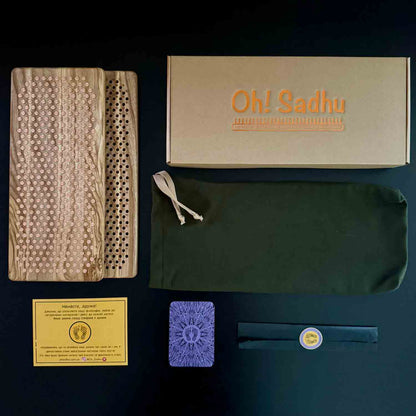 set of sadhu board with copper nails includes gift box, storage case, metaphorical card, instruction, insence sticks