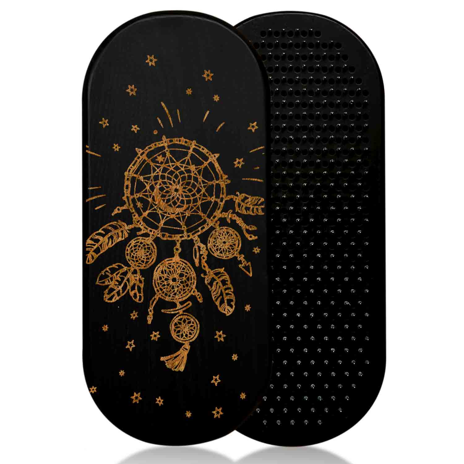 Black sadhu board for beginners with dreamcatcher design on a white background