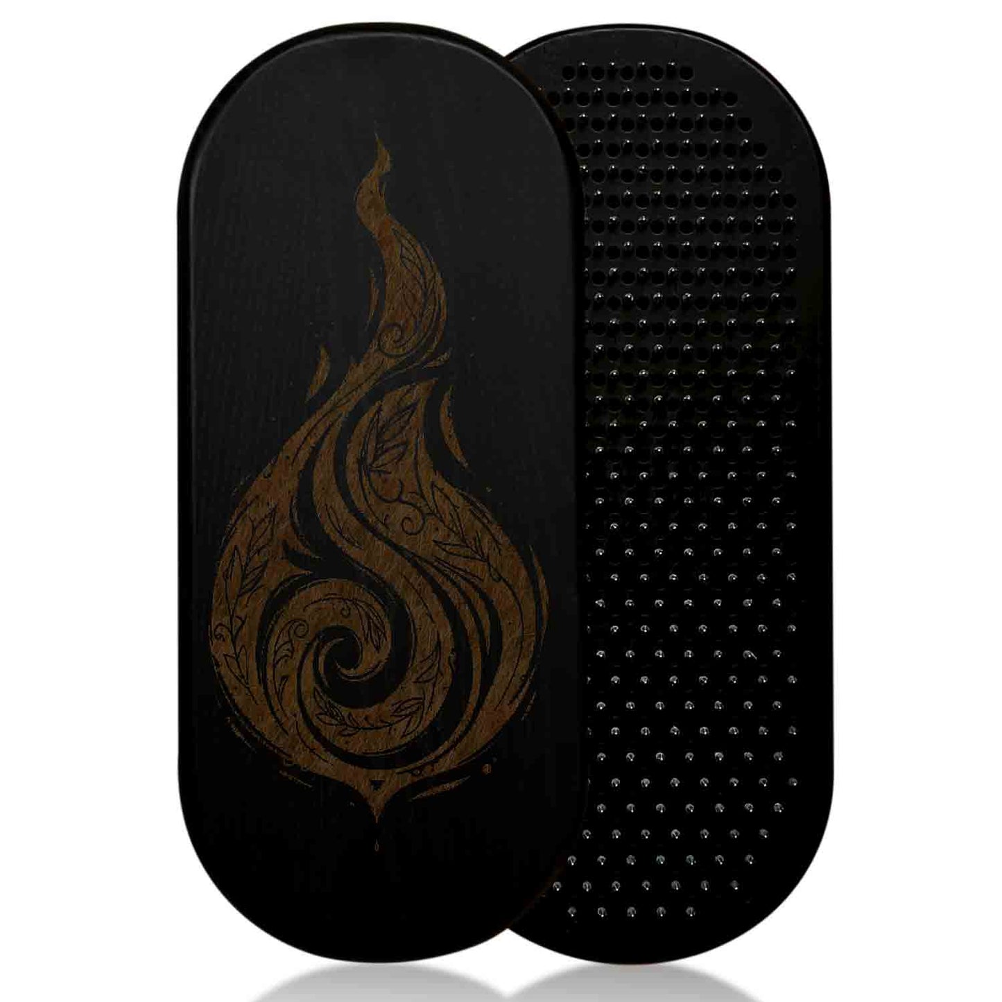 sadhu board from ash wood in black color with fire design