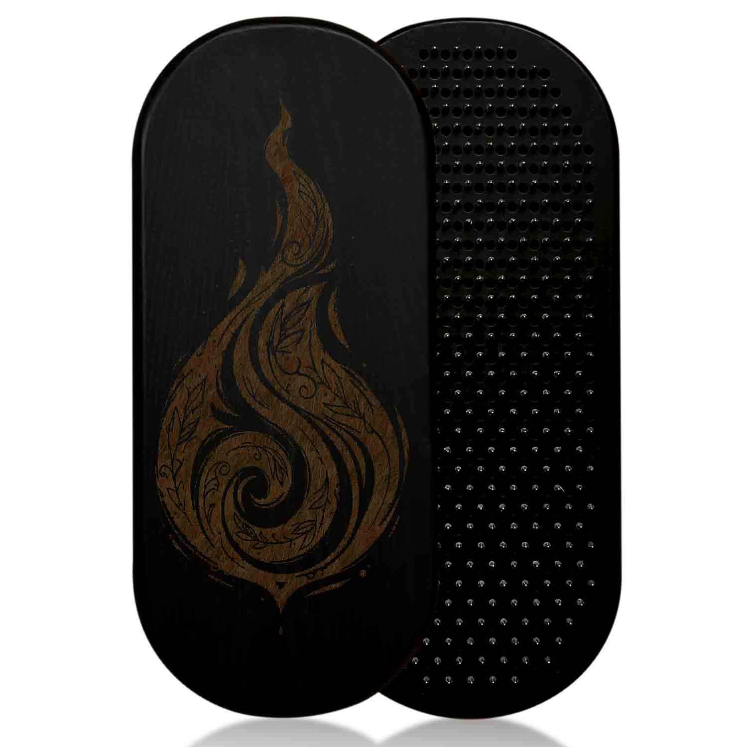sadhu board from ash wood in black color with fire design