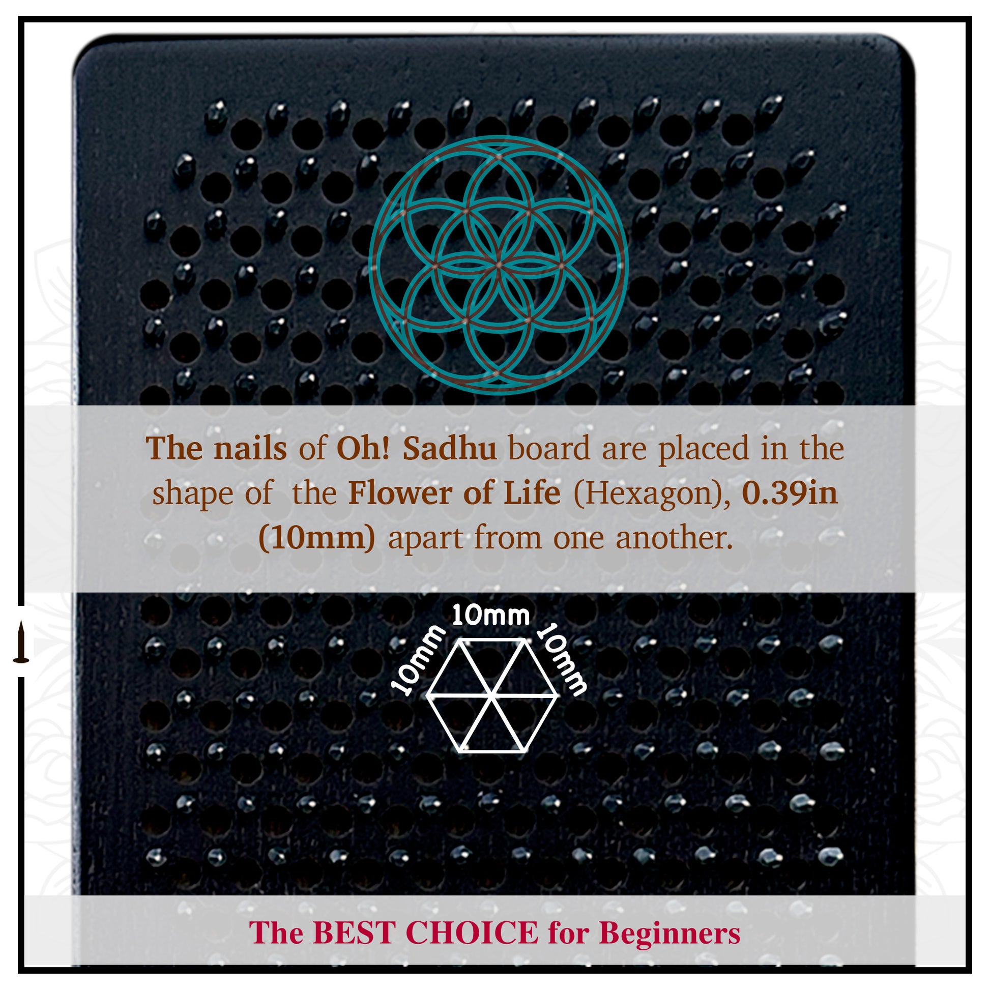 Nail arrangement on Sadhu Board in Flower of Life pattern