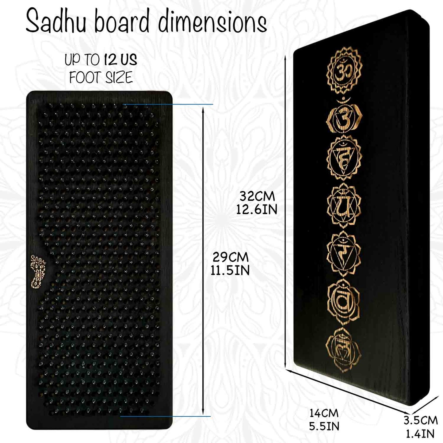 size of sadhu board nails 32 * 14 cm up to 12 us foot size