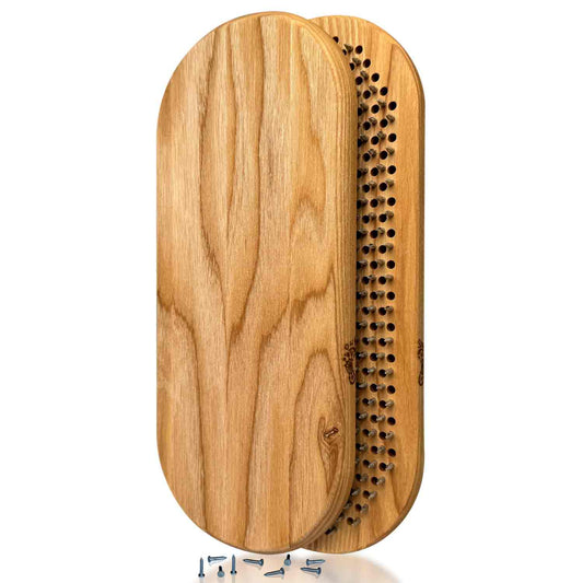 sadhu board with nails for feet from natural ash wood on white background