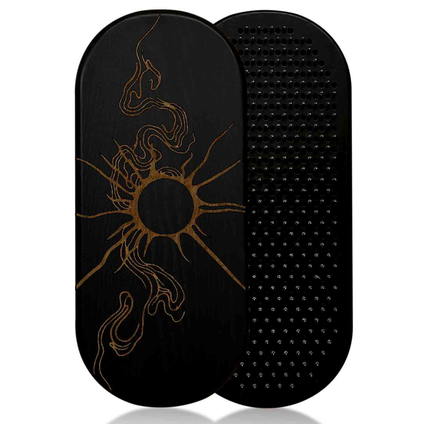 sadhu board in black color with smoky sun design