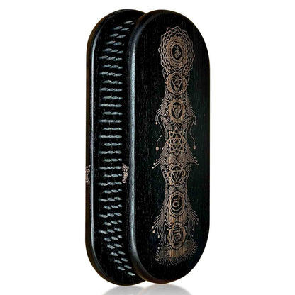 Black Sadhu board with nails for feet made from ash with chakras engraving