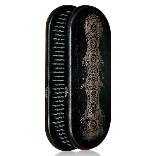 Black Sadhu board with nails for feet made from ash with chakras engraving