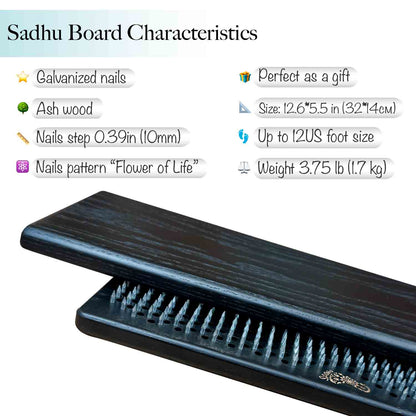 Sadhu Board with characteristics listed on a white background