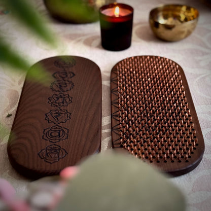 yoga copper nail board with chakras engraving