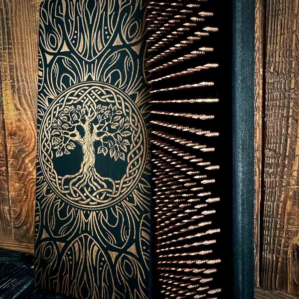 tree of life sadhu board with copper nails with step 10 mm (0.39 inches) for yoga standing on nails