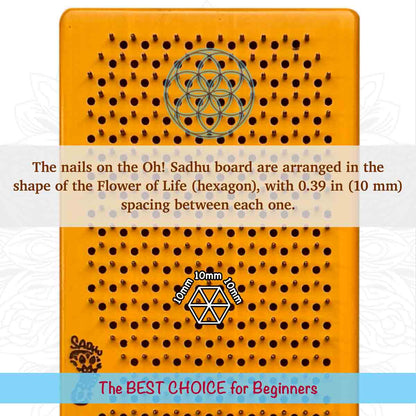 Oh! Sadhu board with nail arrangement and Flower of Life design on an white background