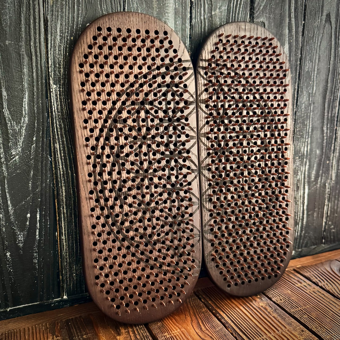 copper nails sadhu board with flower of life engraving