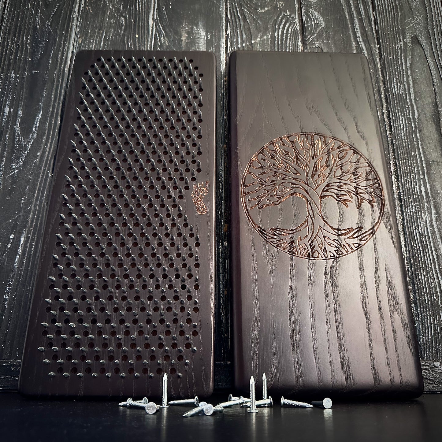 Dark wood Sadhu Board with Tree of Life design